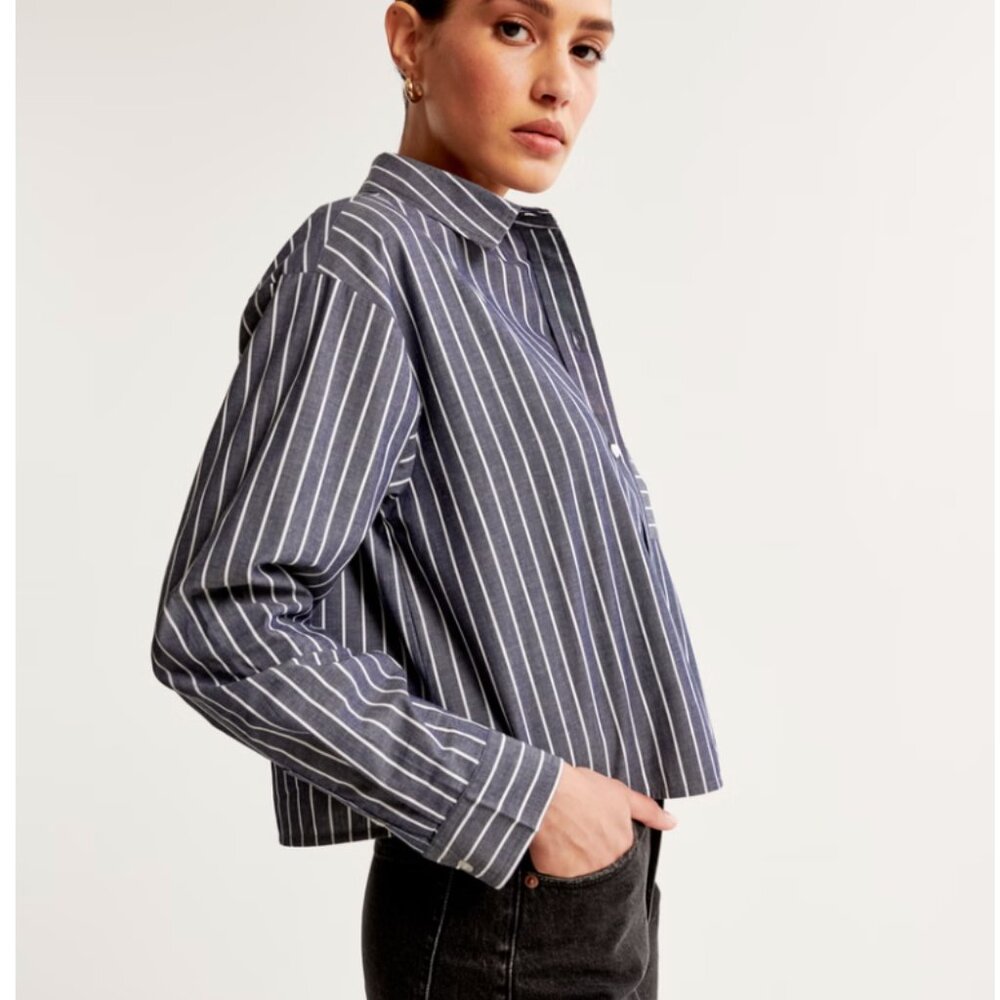 Oversized Cropped Poplin Shirt